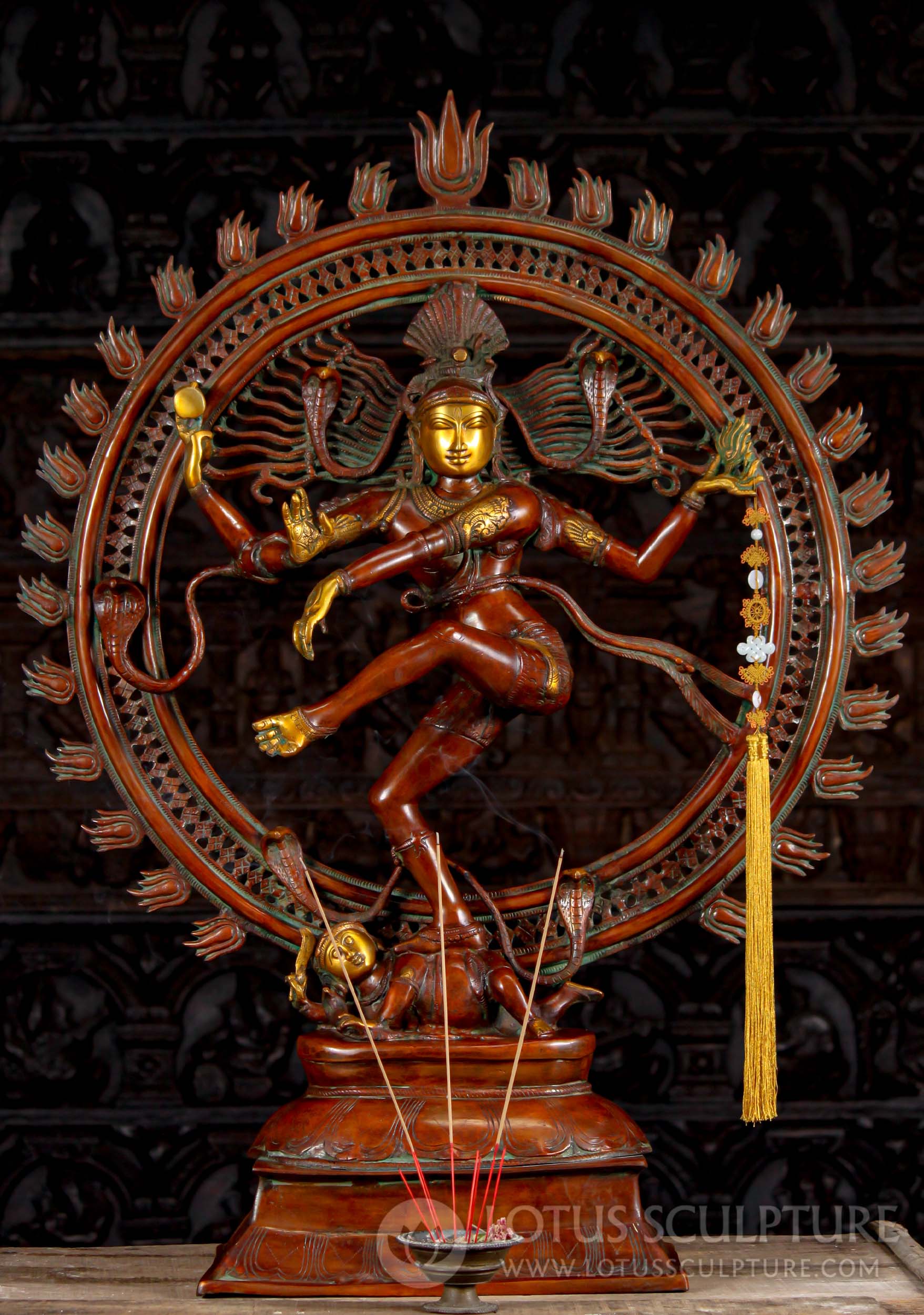 Brass Graceful Dancing Form Of Lord Shiva Nataraja Statue With Fiery Arch Bs Z Hindu